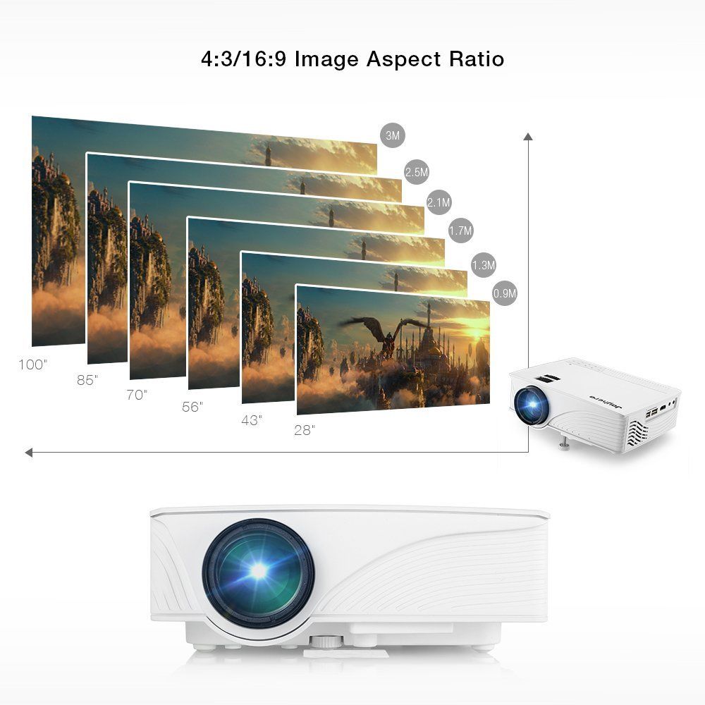 Mini Vidéoprojecteur 2000 Lumens HD 1080P Joyhero LED LCD luminosité aspect ratio