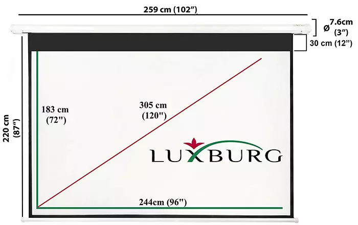 Luxburg 120 244x183cm 4-3 Écran de Projection Motorisé Electrique - Blanc Mat