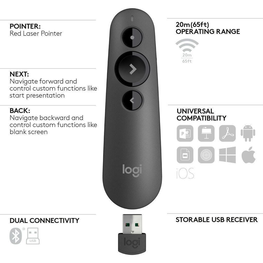 Logitech R500 Télécommande de présentation laser USB