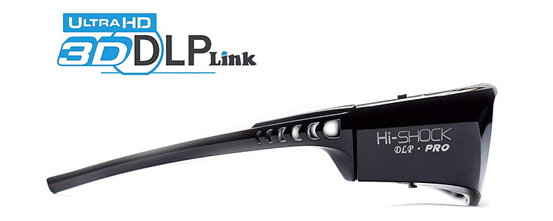 LG® Philips® BenQ® Viewsonic® Lunettes 3D Hi-SHOCK® DLP Pro “Black Diamond” Optoma® DLP Link® Lunettes 3D avec batterie dune charge de la plus grande capacité pour tous les projecteurs 3D DLP Acer® 