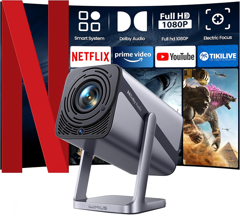 Avant Videoprojecteur 4K iWIMIUS S29 Test Complet 2025 - Netflix Officiel et Support Rotatif 360°