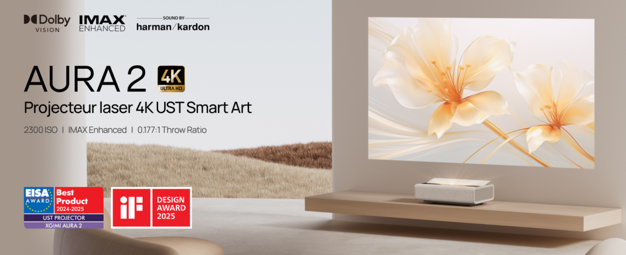 Avis sur le Vidéoprojecteur 4K XGIMI Aura 2 - Performances Audio Harman Kardon Impressionnant