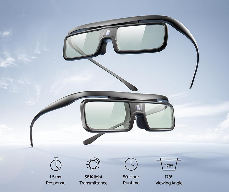 Details Test et Avis Complet AWOL Vision Lunettes 3D DLP Link 3D - Les Lunettes Rechargeables à Obturateur Actif