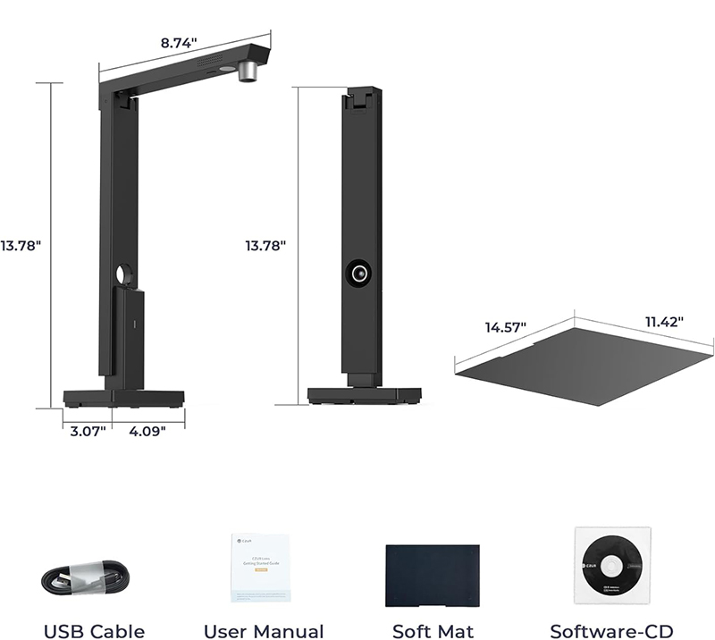 Dimensions Scanner de Documents CZUR Lens 800 Pro Test et Avis Complet 2025