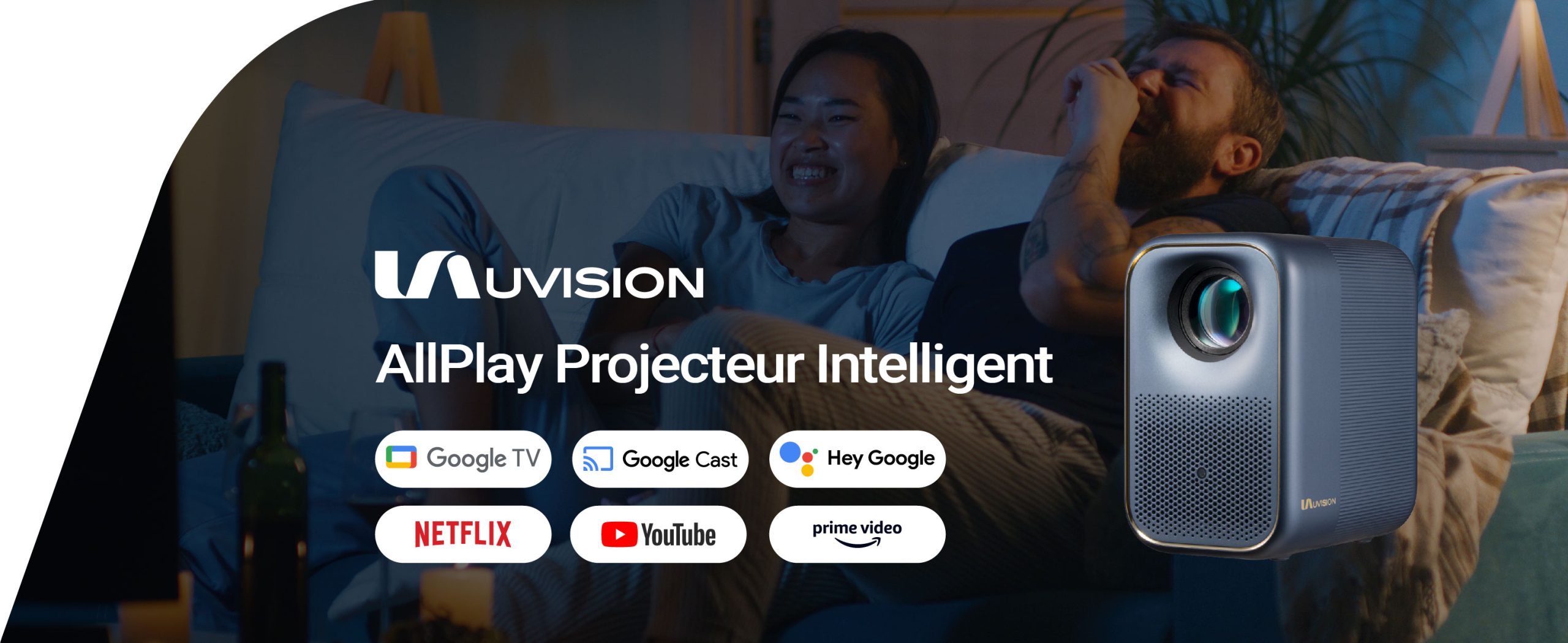 Test COMPLET du Vidéoprojecteur Intelligent AllPlay Uvision avec Google TV - Audio Dolby Intégré