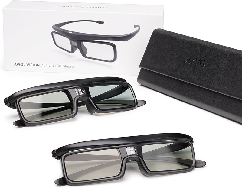 Test et Avis Complet AWOL Vision Lunettes 3D DLP Link 3D - Les Lunettes Rechargeables à- Obturateur Actif