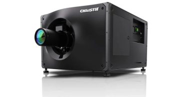 Projecteur cinéma Christie CineLife+ Series 4 RGB laser noir avec objectif multicolore